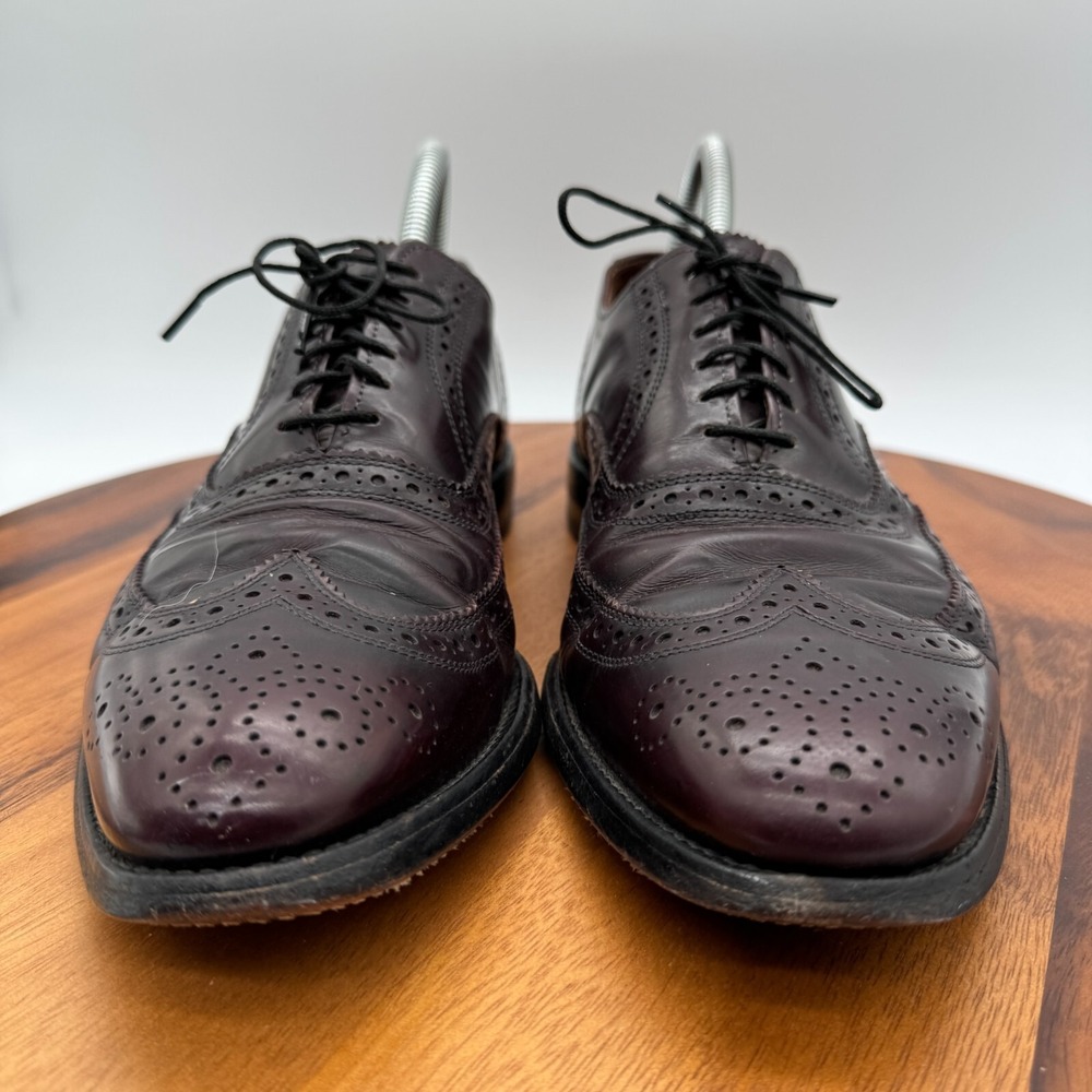 Allen Edmonds Lloyd Shoes Mens 9 B Brown Leather Wingtip Oxford Dress Casual - Picture 2 of 11